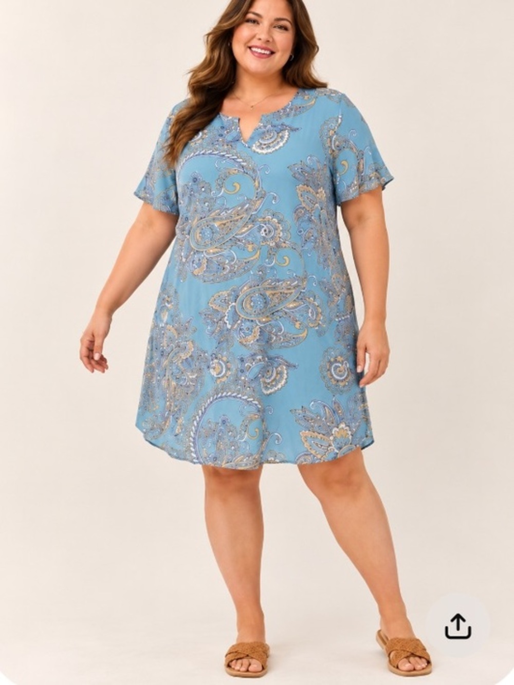 Emery Paisley Print notched neck tunic Dress in size 3Xl